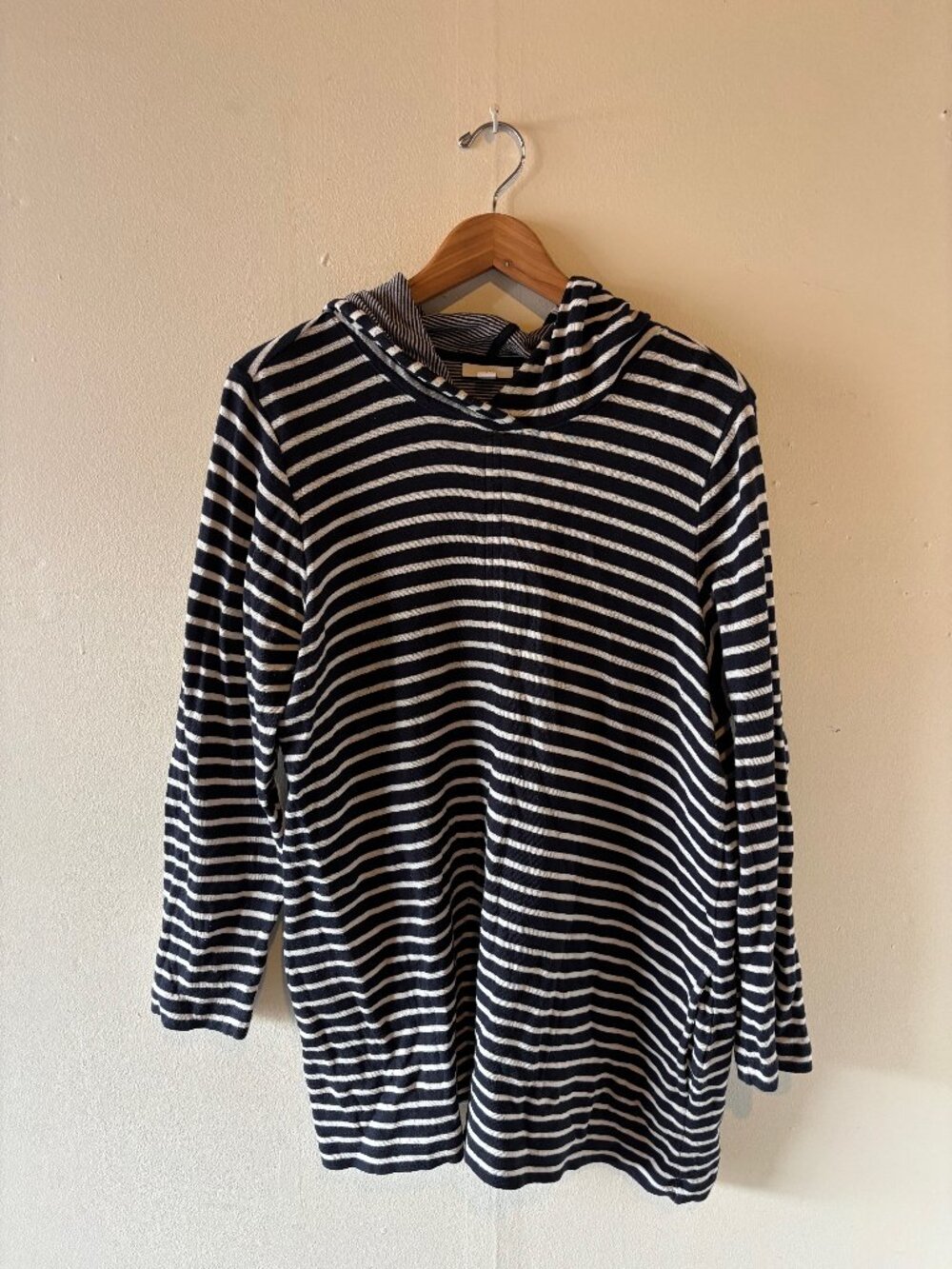 J. Jill Striped Double Knit Hooded Top